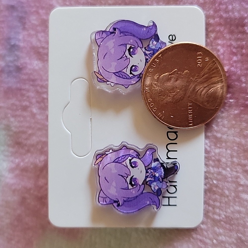 NWT Handmade Keqing Genshin Impact Earrings - Picture 2 of 3